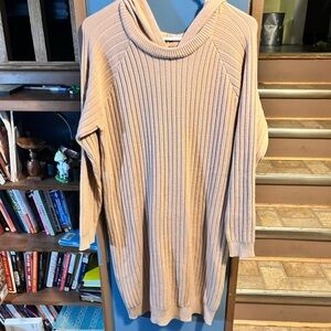 Women's Tan Ribbed Sweater Dress